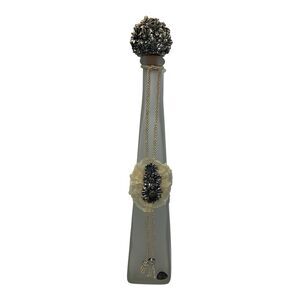 VIA VENETO ITALY milky Decanter bottle Silver Flower Cork Stopper Vintage